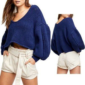 Free People Sea Bright Scoop Neck Pullover Sweater Vangarud Blue Size: XS NWT